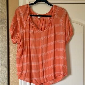 Anna Orange Checkered Blouse